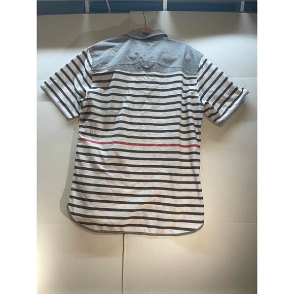 Parish Nation Clothing XLarge mens Button Down gray -blue stripes pre-owned - Picture 10 of 14